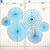 Baby Blue Hanging Paper Fan Decorations (Set of 6)