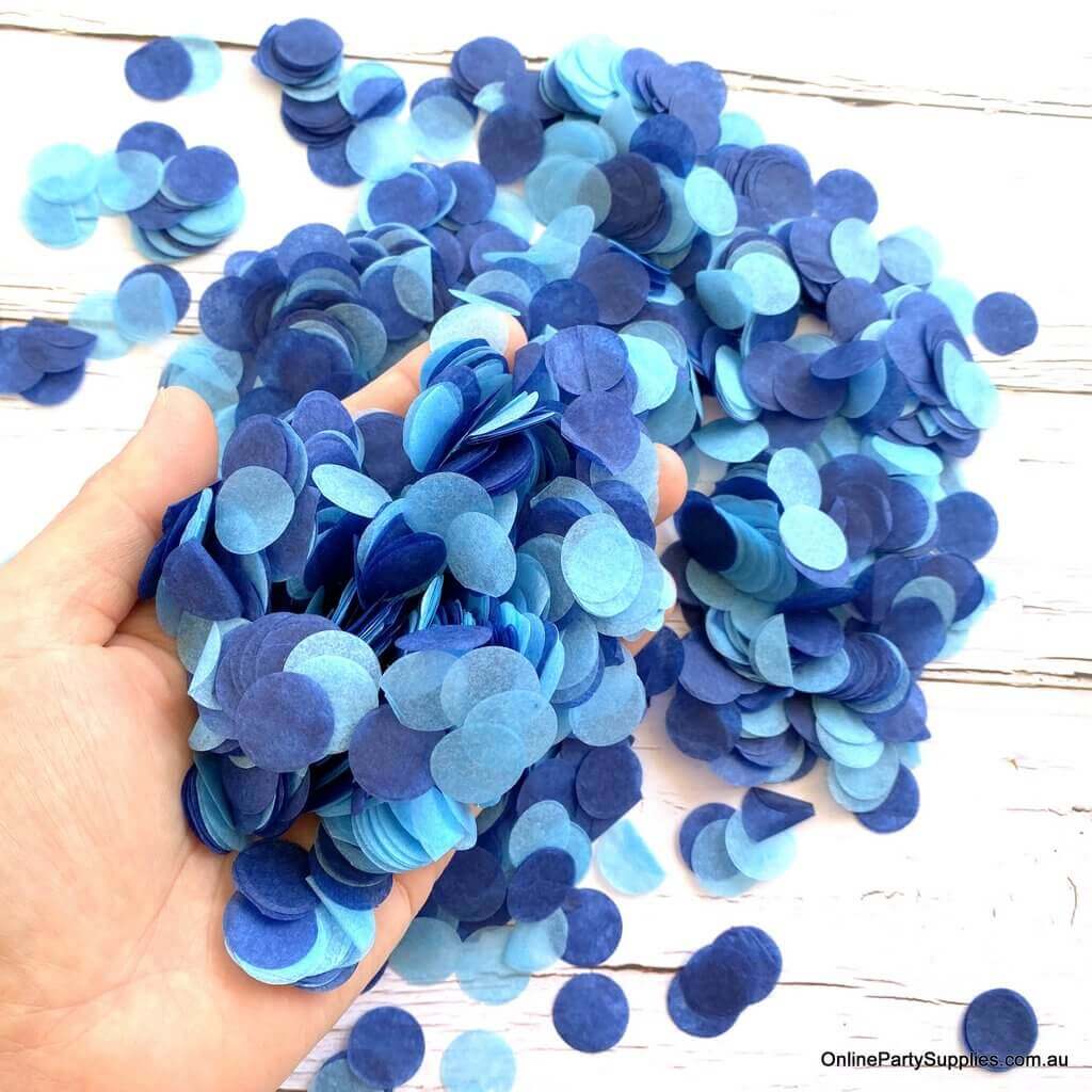 20g Round Circle Tissue Paper Party Confetti Table Scatters - Navy Blue & Baby Blue