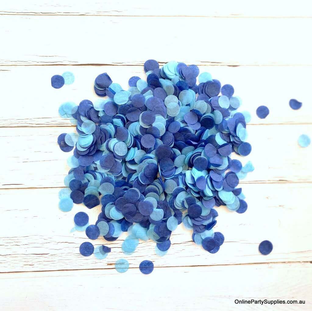 20g Round Circle Tissue Paper Party Confetti Table Scatters - Navy Blue & Baby Blue