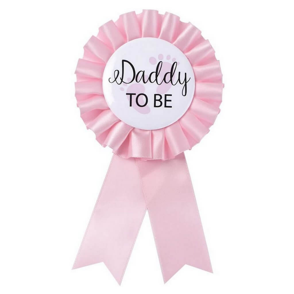 Baby Pink Daddy To Be Ribbon Badge