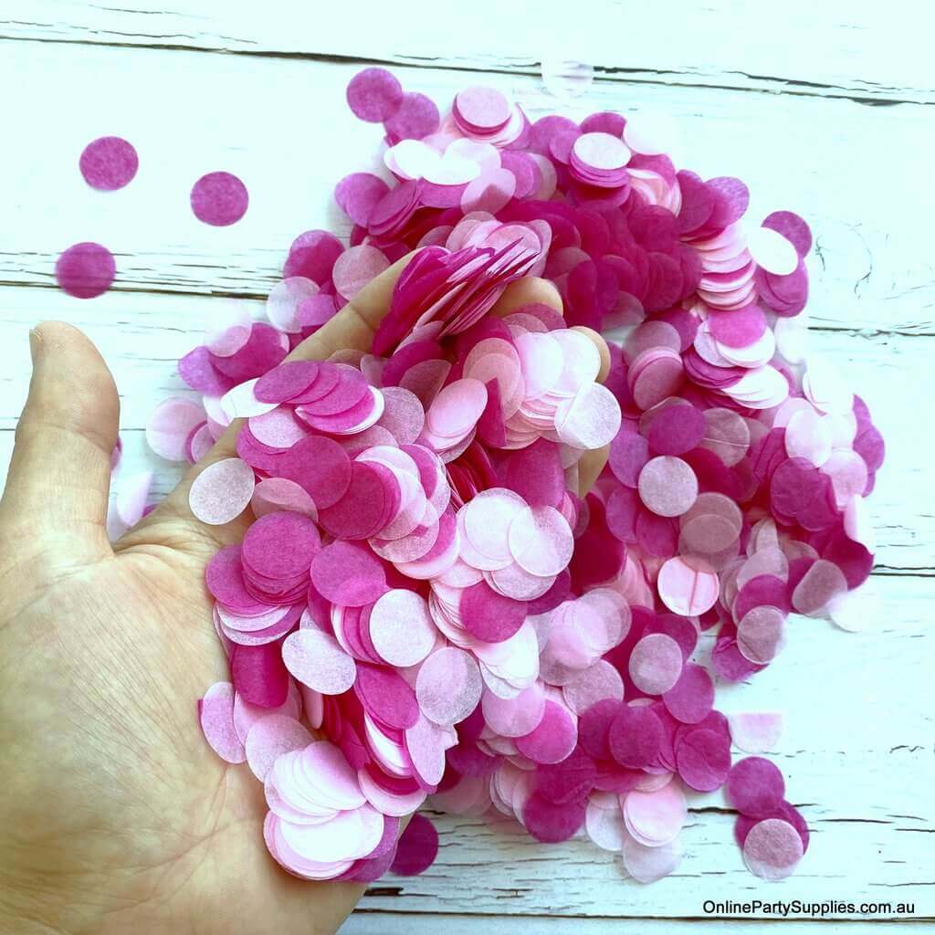 20g Round Circle Tissue Paper Party Confetti - Baby Pink & Hot Pink