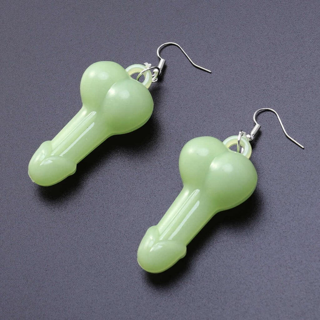 Funny Hen Party Beige Penis Dangle Earrings