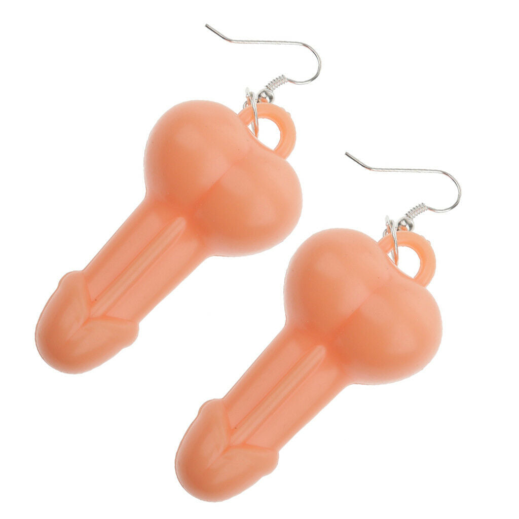 Funny Hen Party Penis Dangle Earrings - Nude Colour
