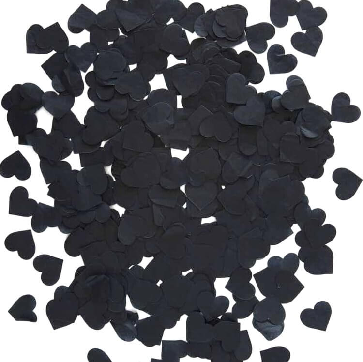 20g 1.5cm Heart Shaped Tissue Paper Confetti Table Scatters - Black
