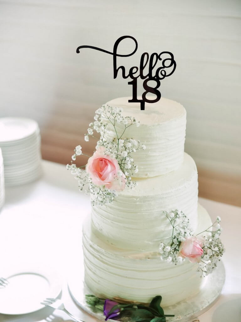 Black Acrylic Hello 18 Birthday Cake Topper 18th eighteenth birthday party cake decorating supplies