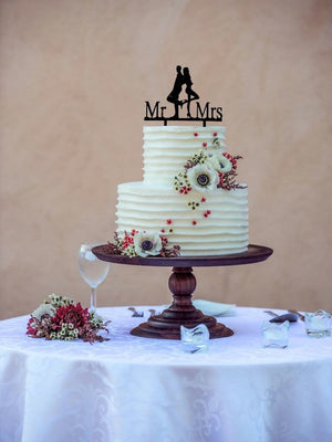 acrylic black silhouette mr mrs bride groom back to back wedding bridal cake topper