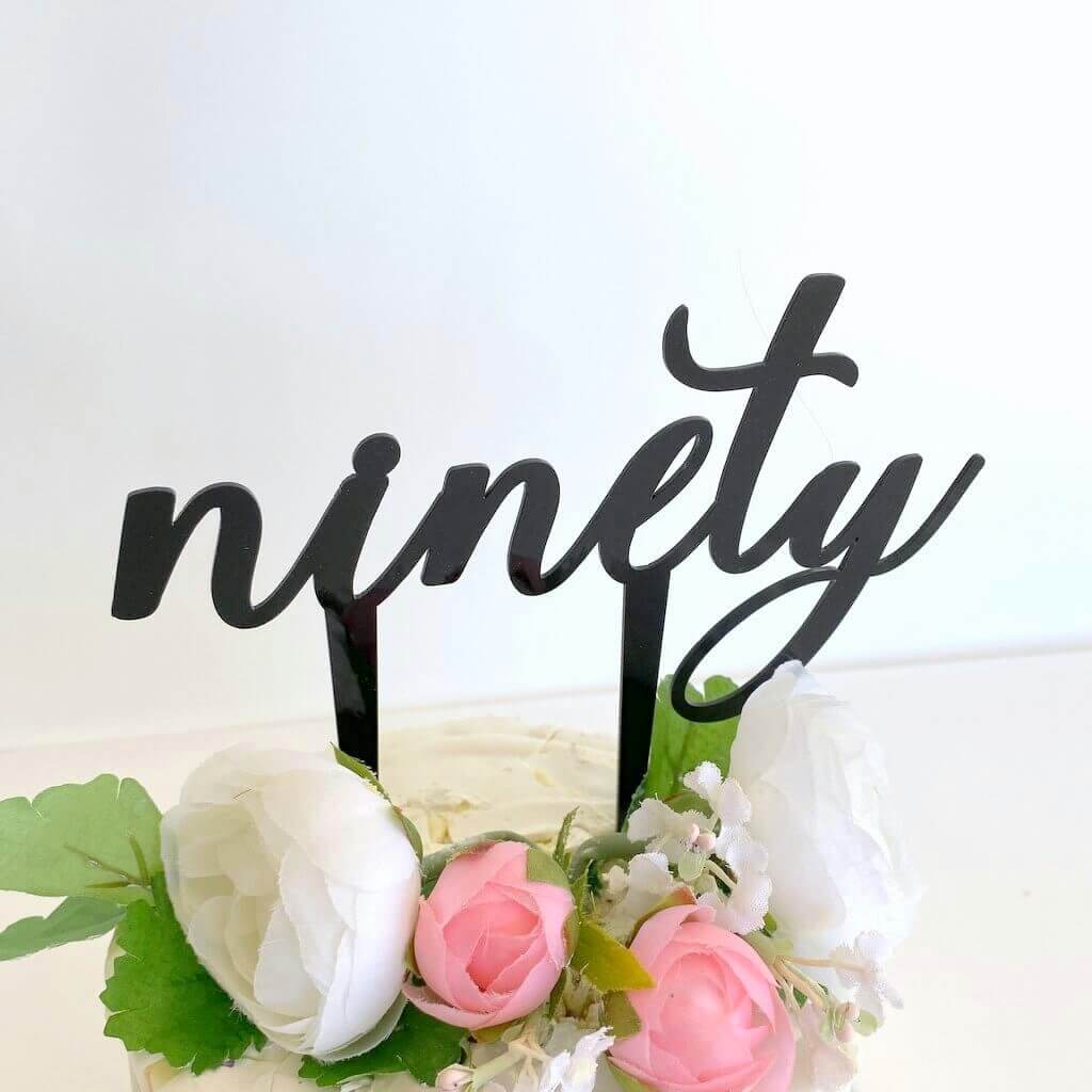 Black Acrylic 'ninety' Cake Topper