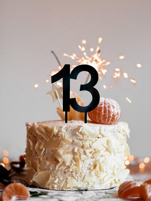 Acrylic Black Mirror Number 13 Cake Topper - 13th Thirteen Birthday Party Cake Decorations