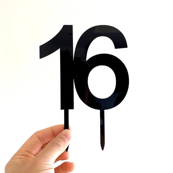 Acrylic Black Number 16 Birthday Cake Topper