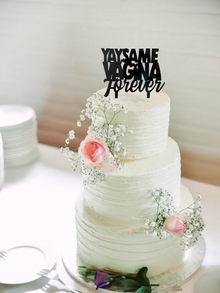 Black Acrylic YAY SAME VAGINA FOREVER Cake Topper