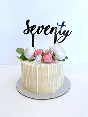 Black Acrylic 'Seventy' Cake Topper - Style A
