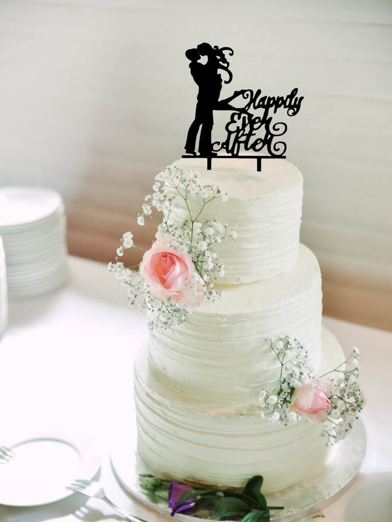 Black Acrylic 'Happily Ever After' Couple Wedding Engagement Bridal Shower Cake Topper