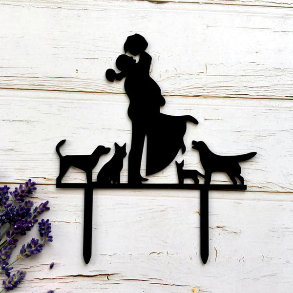 Cat And Dog Kissing Silhouette Mailbox Toppe / Sign