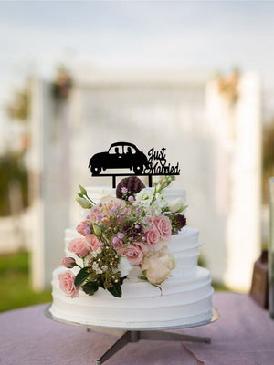 Black Acrylic 'Just Married' Wedding Car Cake Topper