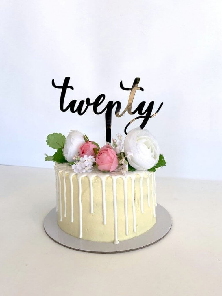 Black Acrylic 'Twenty' Birthday Cake Topper