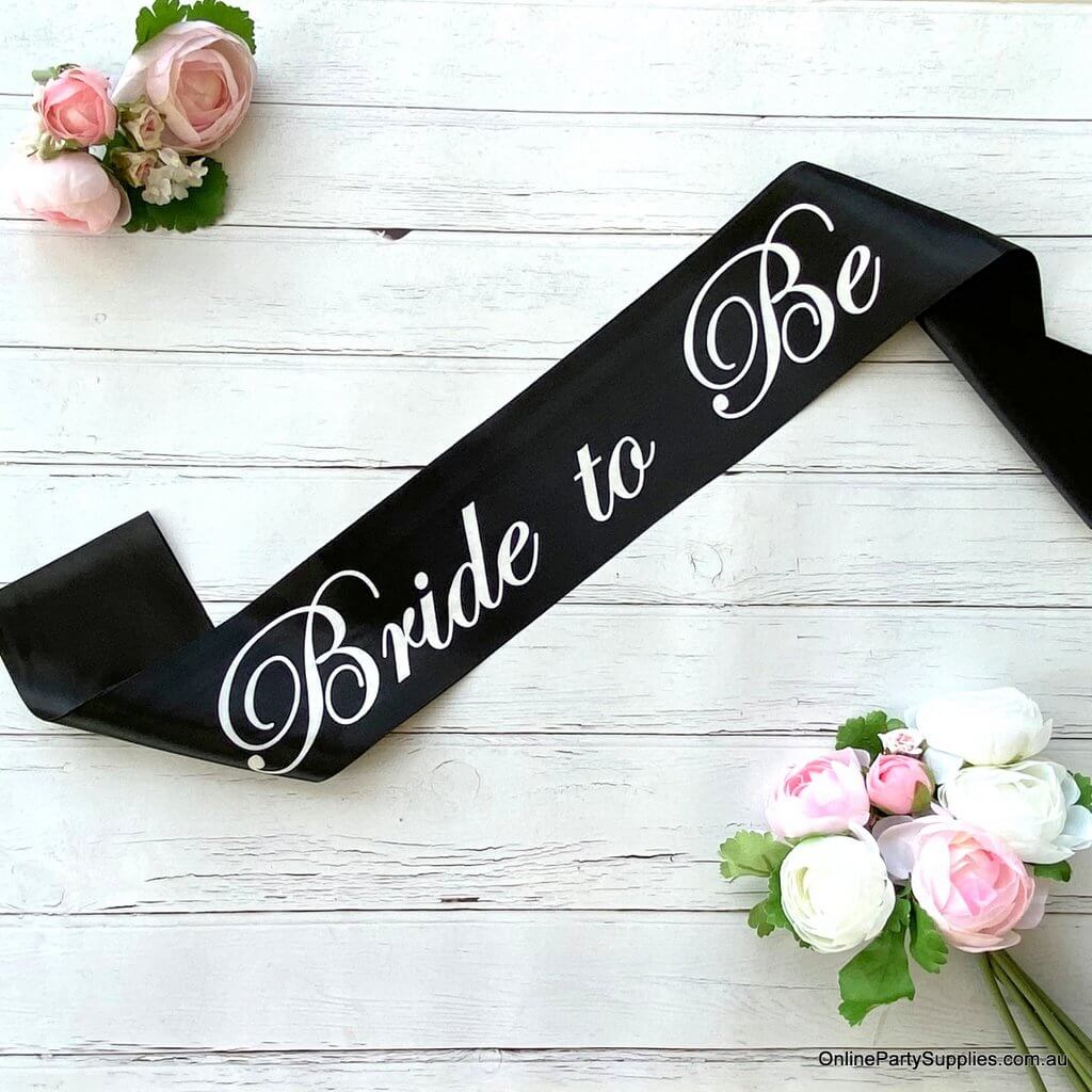 Online Party Supplies Australia Black 'Bride To Be' Bachelorette Party Satin Sash