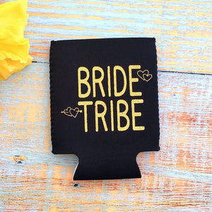 Online Party Supplies Black Bride Tribe Gold Glitter Bridal Wedding Hen Party Stubby Holder