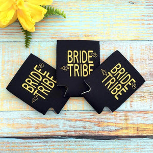 Online Party Supplies Black Bride Tribe Gold Glitter Bridal Wedding Stubby Holder