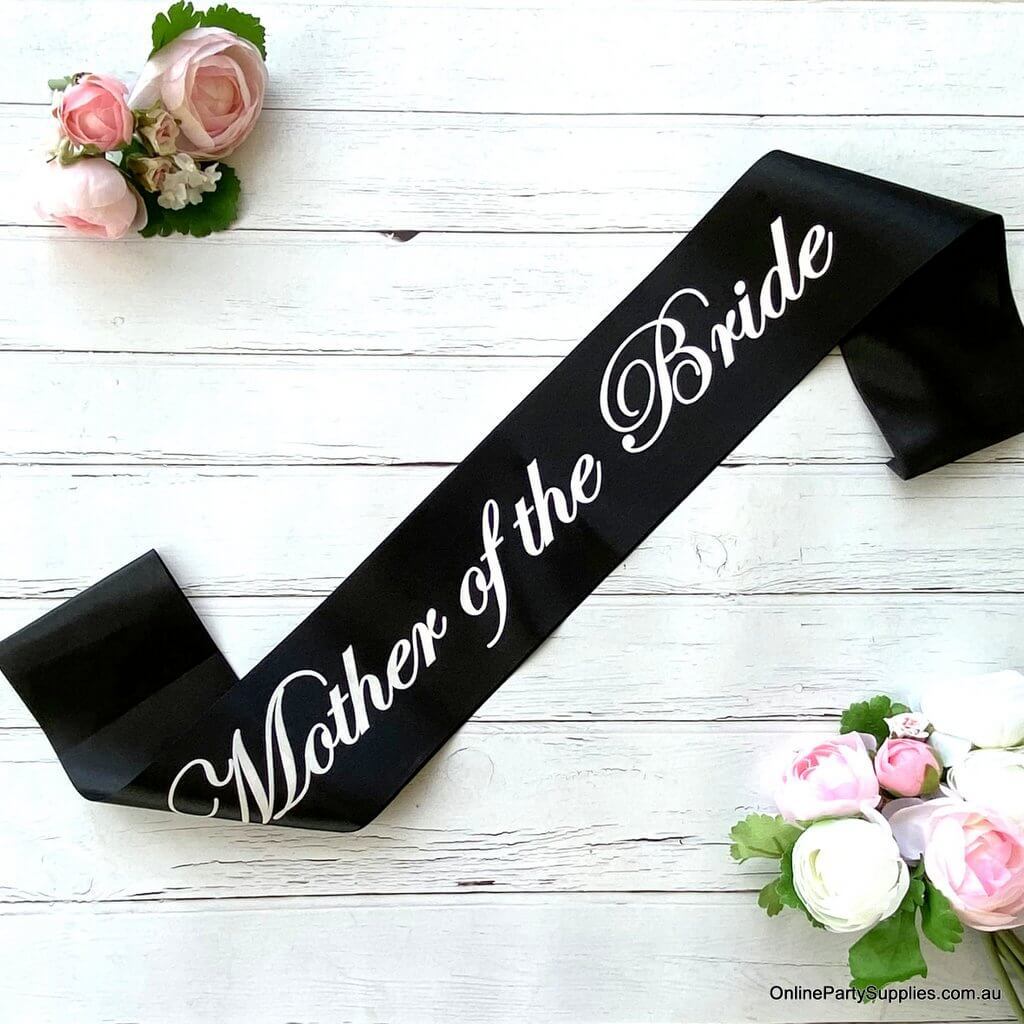 Online Party Supplies Australia Black 'Mother Of The Bride' Bachelorette Party Satin Sash