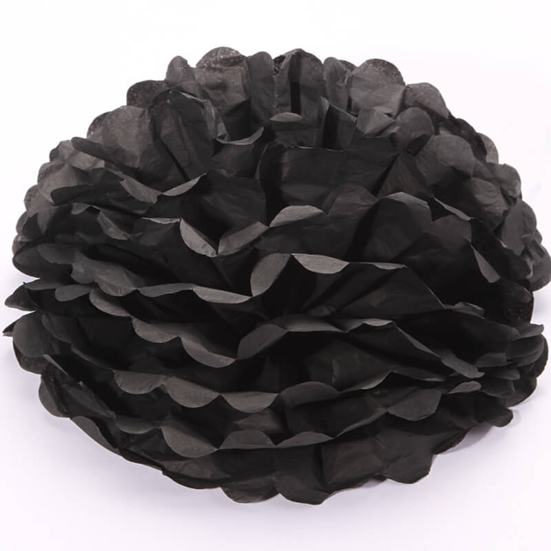 Black Tissue Paper Pom Poms Pompoms Balls Flowers Party Hanging Decorations