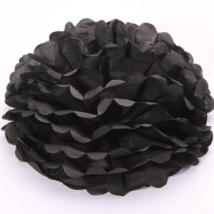 Black Tissue Paper Pom Poms Pompoms Balls Flowers Party Hanging Decorations