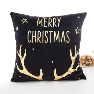 Black Velvet Cushion Covers with Bronze Decorative Christmas Patterns - Online Party Supplies