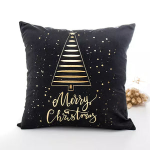 Black Velvet Cushion Covers with Bronze Decorative Christmas Patterns - Online Party Supplies