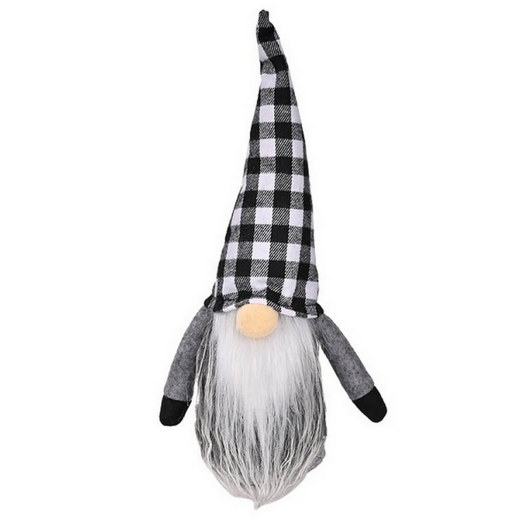 Christmas Gnome Wearing Black & White Check Hat