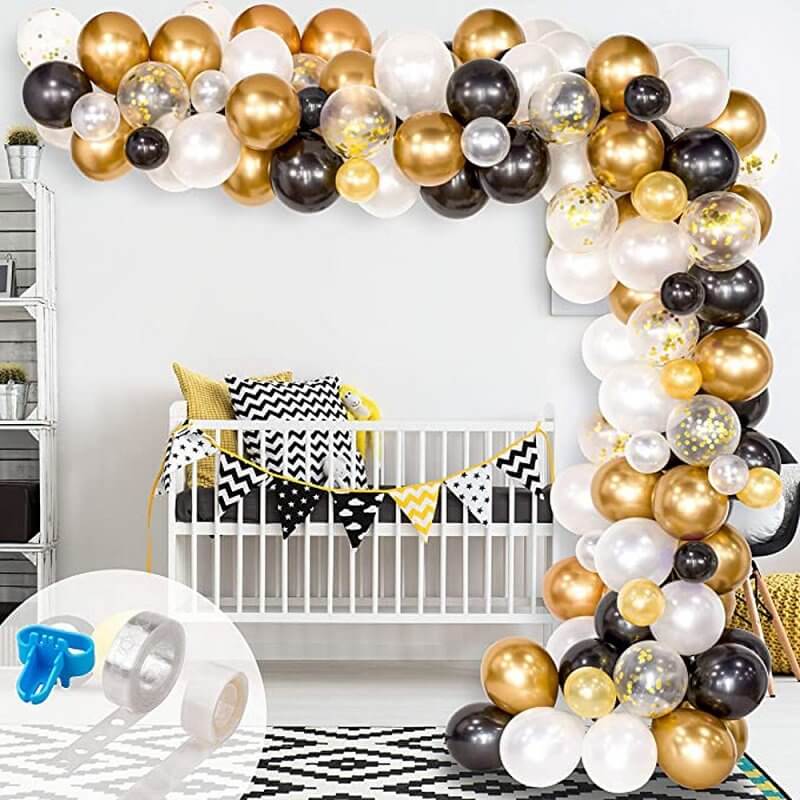 Balloon Garland Kit DIY - Black white & Gold - #1