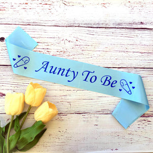 Blue Online Party Supplies Aunty To Be Sash Baby Shower Gender Reveal Maternity Satin Sash