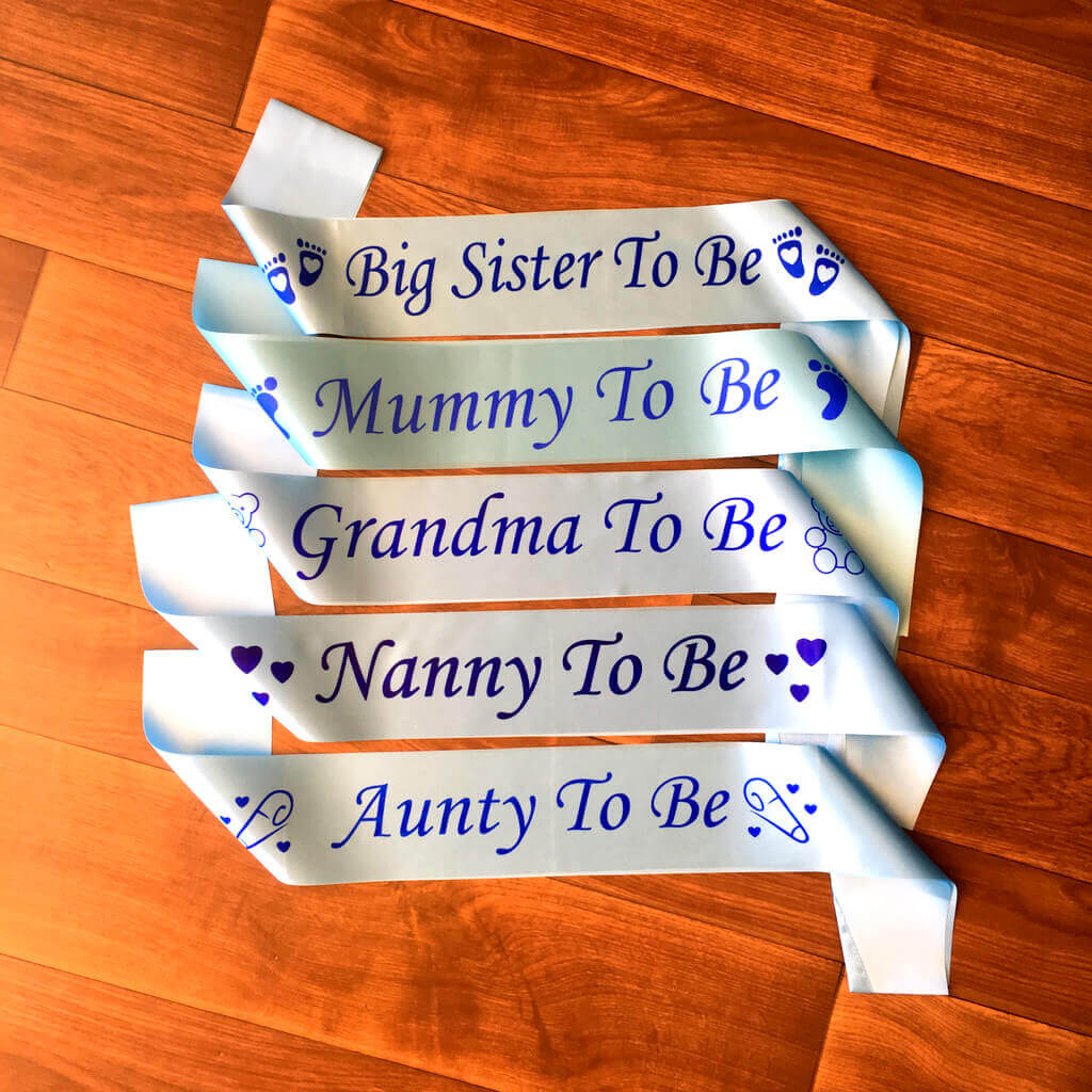 Blue 'Aunty To Be' Baby Shower Satin Sash
