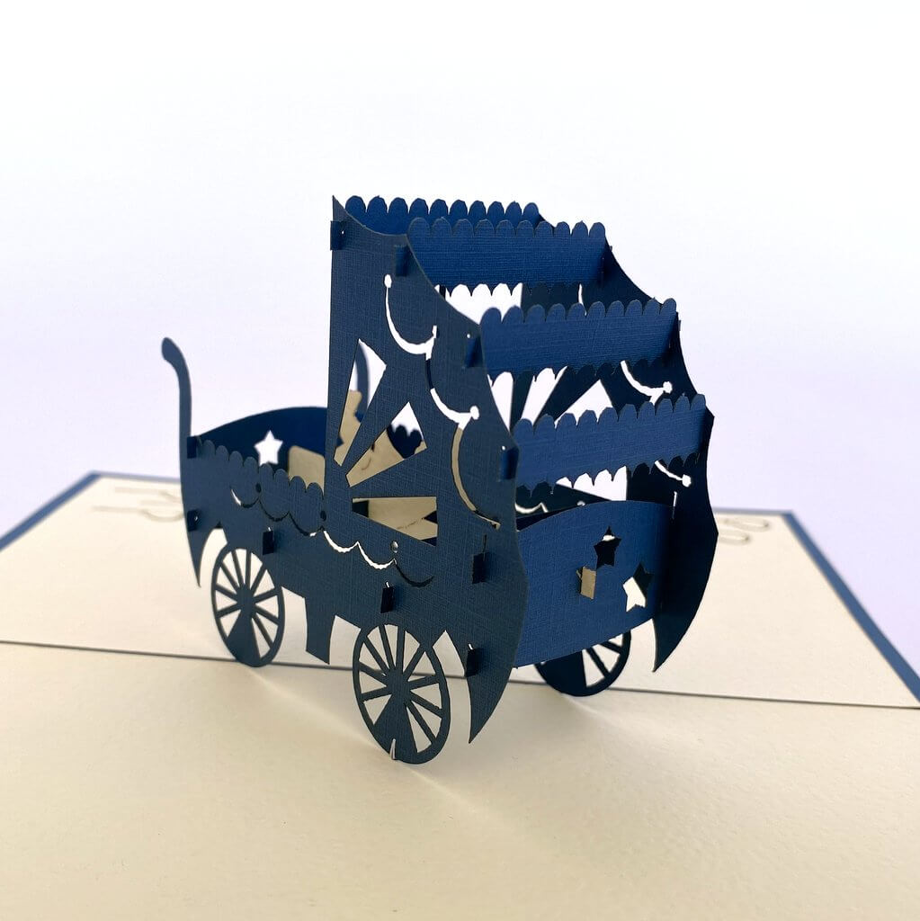 Baby Sleeping in Blue Cot 3D Baby Shower Pop Up Card - Small