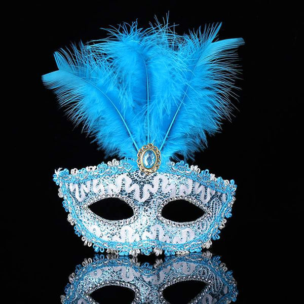 Masquerade Ball Masks Costume, Rhinestone Face Mask, Venetian Mask with Peacock Feathers Ivory / Ivory