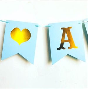 Blue  Cardstock Paper 'It's A Boy' Baby Shower Gender Reveal Bunting Banner