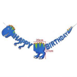 Blue Happy Birthday Dinosaur Hanging Paper Garland