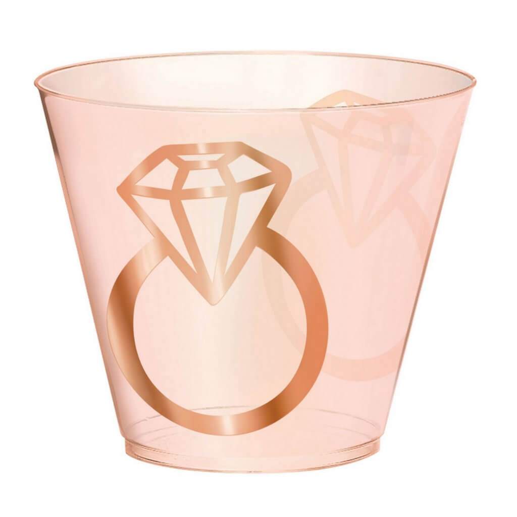 Blush Wedding Plastic Tumblers Diamond Ring 266ml 30 Pack