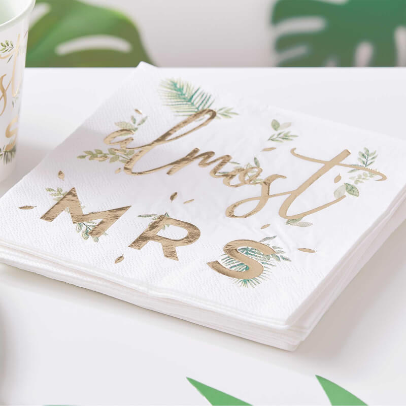 Ginger Ray Botanical Floral 'almost MRS' Napkins