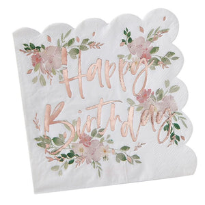 Ginger Ray Floral Happy Birthday Napkins