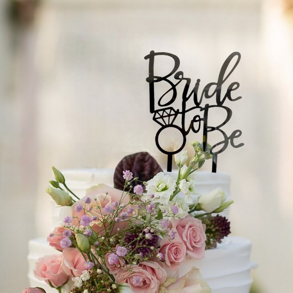Acrylic Black Diamond 'Bride To Be' Cake Topper
