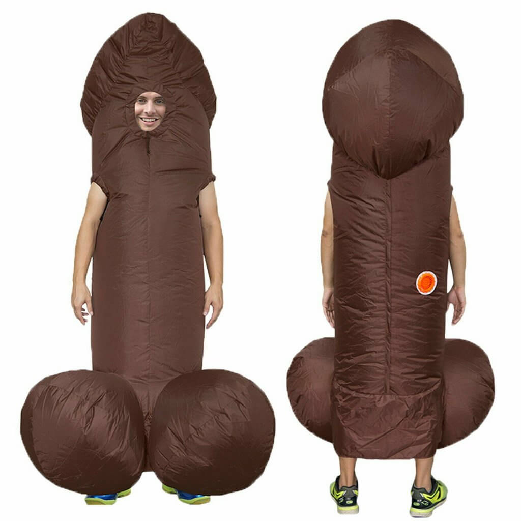 Funny Giant Inflatable Hen Party Penis Costume Suit - Brown