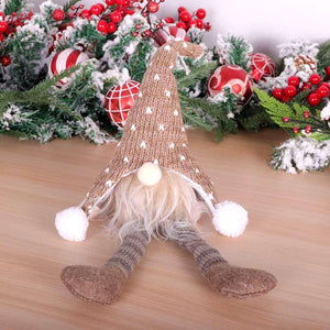 brown LED Light Faceless Christmas Gnome Tree Hanging Pendant - Grey Santa Doll Shelf Sitter