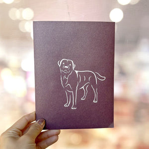 Handmade Dark Brown Labrador Dog in Daisy Garden 3D Pop Up Card