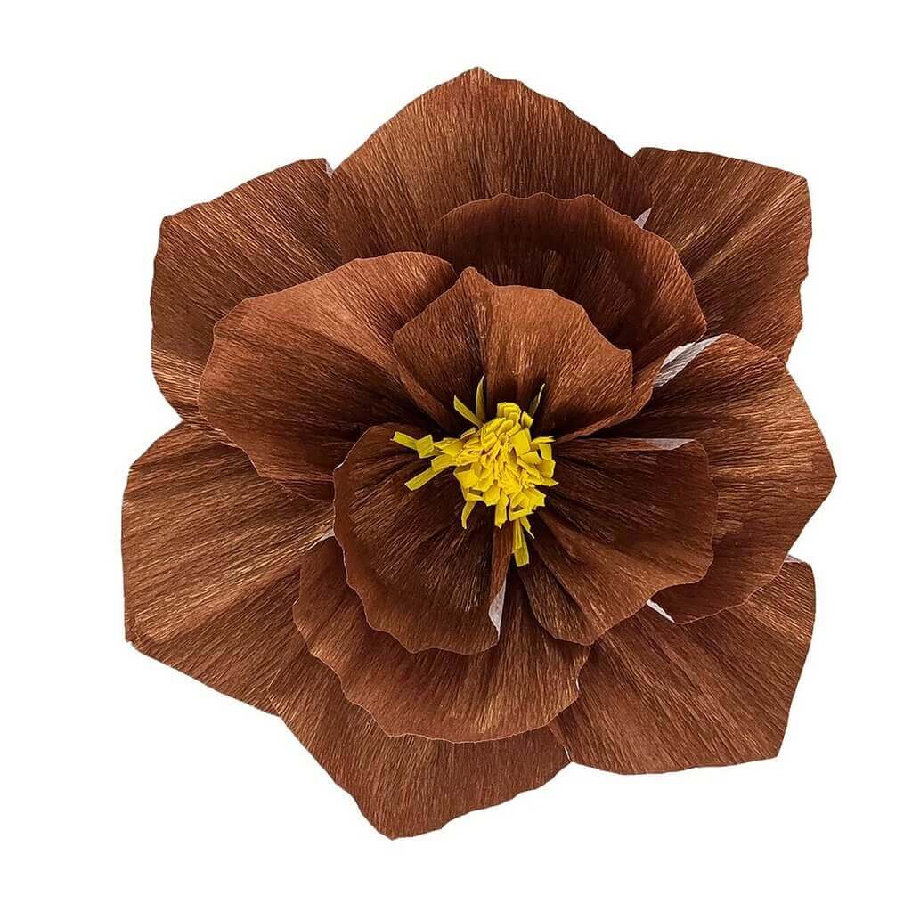 Brown Crepe Paper Peony Flower - 3 Sizes