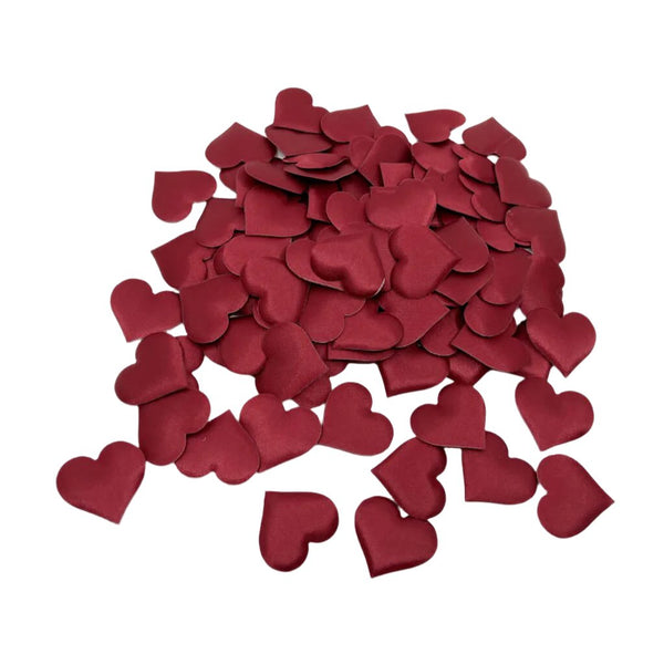 Burgundy Fabric Heart Confetti Wedding Table Scatters