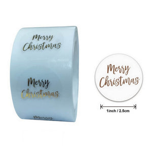 Round Gold Foil Clear Merry Christmas Stickers - Style C