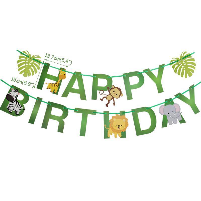 Happy Birthday Jungle Animal Hanging Paper Garland