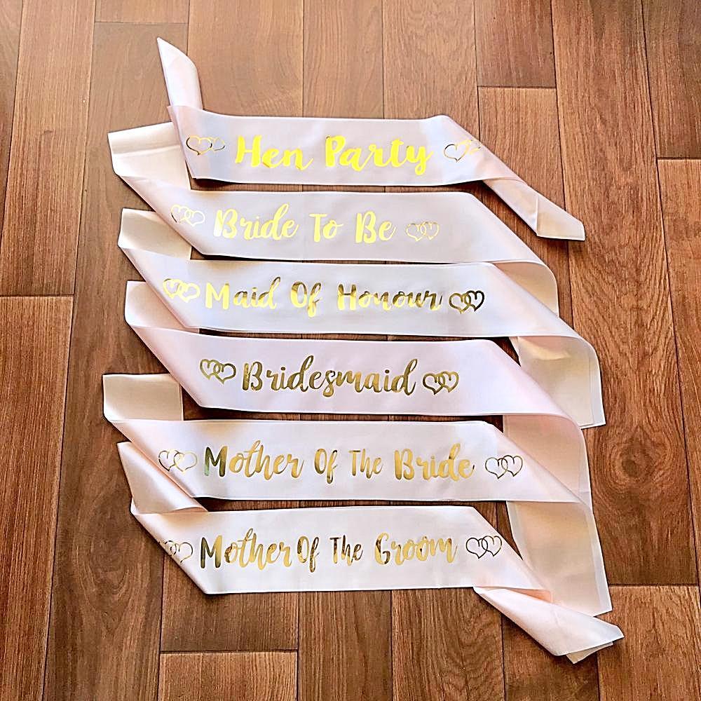 Champagne Pink 'Bridesmaid' Bachelorette Party Satin Sash - Online Party Supplies