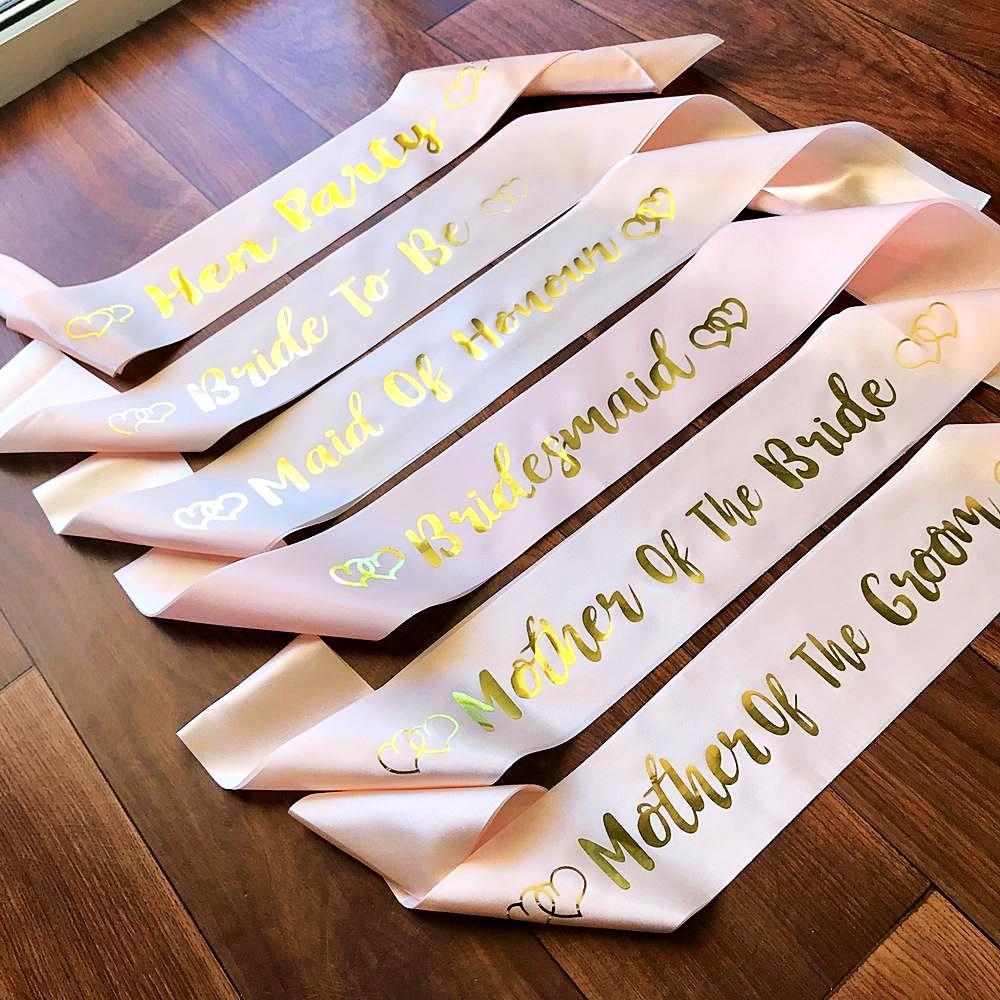 Champagne Pink Bachelorette Party Satin Sash Pack (Set of 6 Sashes) - Online Party Supplies