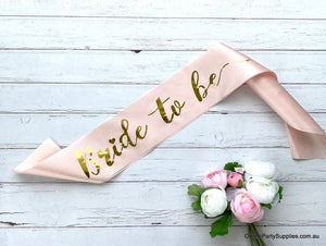 Champagne Pink 'Bride To Be' Diamond Ring Bridal Shower Satin Sash