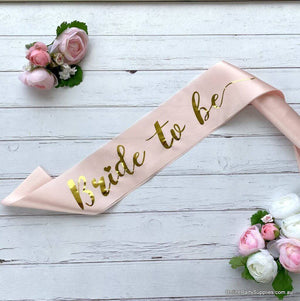 Champagne Pink 'Bride To Be' Diamond Ring Bridal Shower Satin Sash